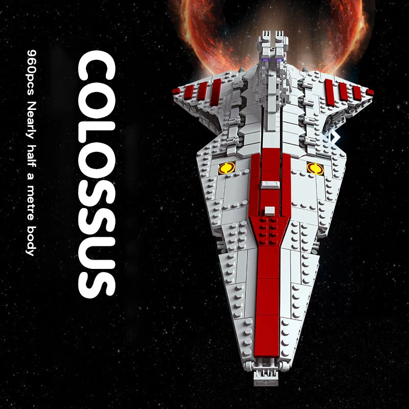 960PCS Space Battleship Building Blocks Spaceship Defense Ship MOC Model Bricks Kits Desktop Decoration Adult Toy Birthday Gifts