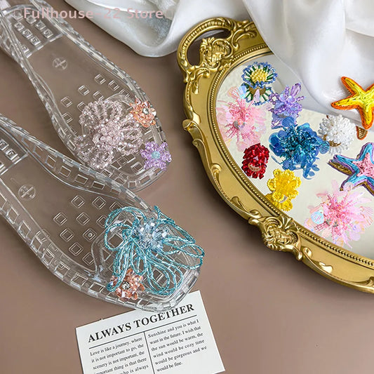 【MAX-22】Crystal Handcrafted Beaded Jelly Shoes Shoes Buckles Sandals Accessory DIY Decorative Shoe Flower Slippers Accessories
