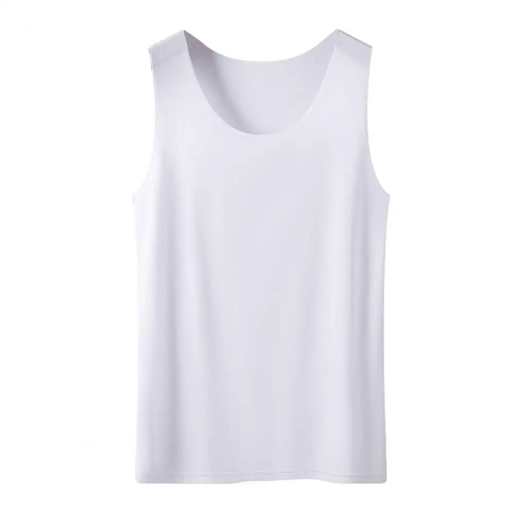 Women Bottoming Vest Ice Silk Seamless Sleeveless Pure Color Plus Size Stretchy Round Neck Dry Dry Cooling Camisole Basic Top 80