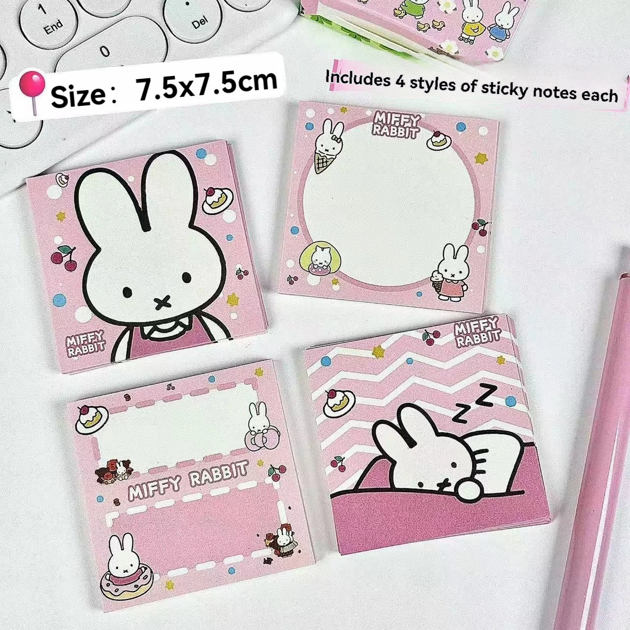 80/320 Sheets Cute Miffy Post-it Notes Adhesive Messaging Cartoon Miffy Merchandise