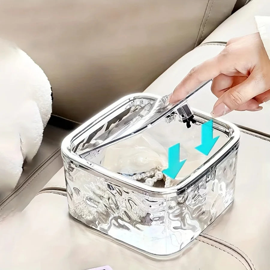 Hair Accessories Organizer Storage Box Clear Acrylic Hair Tie Organizer for Headband, Bows, Cotton Swab Organization, Bathroom