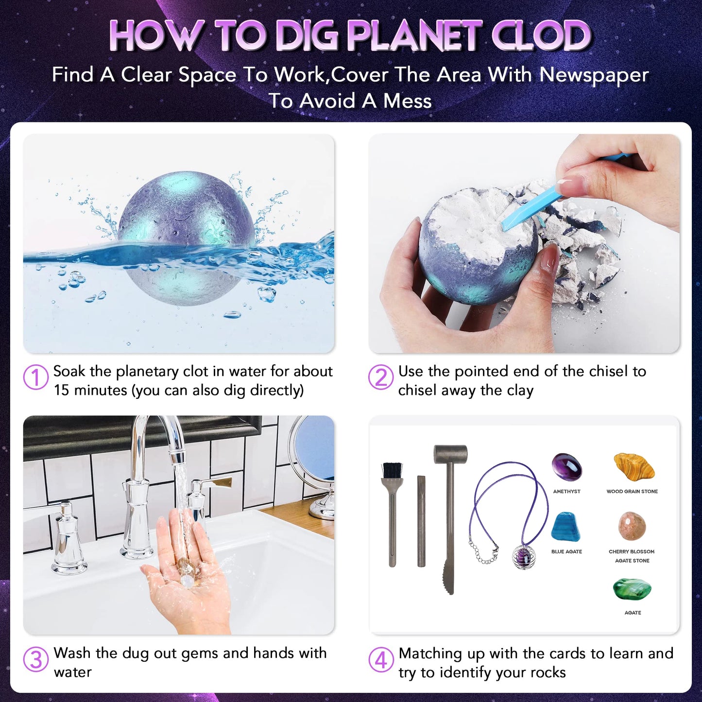 Children Archaeological Digging Toy Treasure Planet Gem Ore Exploration of The Solar System Mining Science Educational Toys