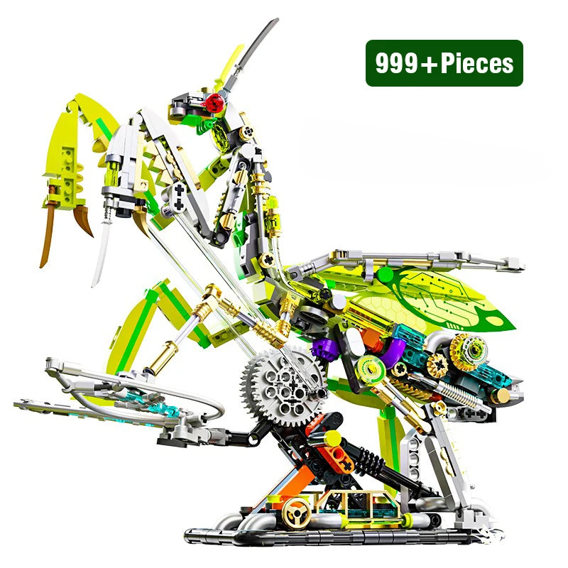 Mechanical Building Set Lights Movable Robot Mantis Dinosaur Horse DIY Science Technical Bricks STEM Toy Kit for Adults Kids