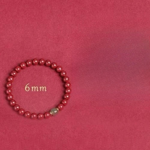 8/10mm Natural Cinnabar Bracelet Women Men Bracelet Lucky Wealth Guardian Amulet Bracelet Carved Vintage Bangles Jewelry Gifts