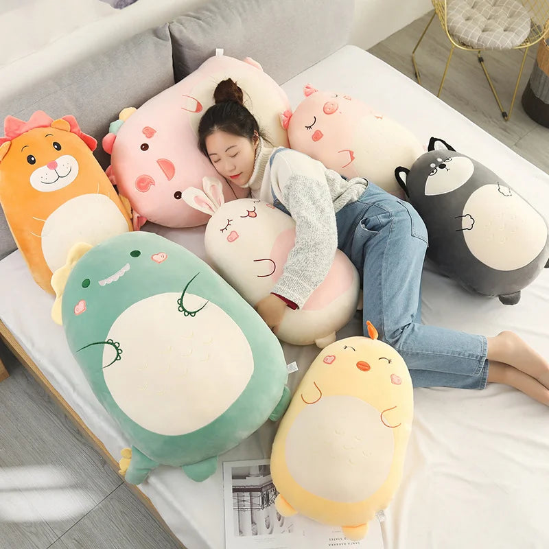 45/60CM Squishy Toy Kawaii Animal Fat Dinosaur Shiba Inu Dog Pillow Plush Toys Cute Rabbit Doll Girls Bed Sleeping Cushion
