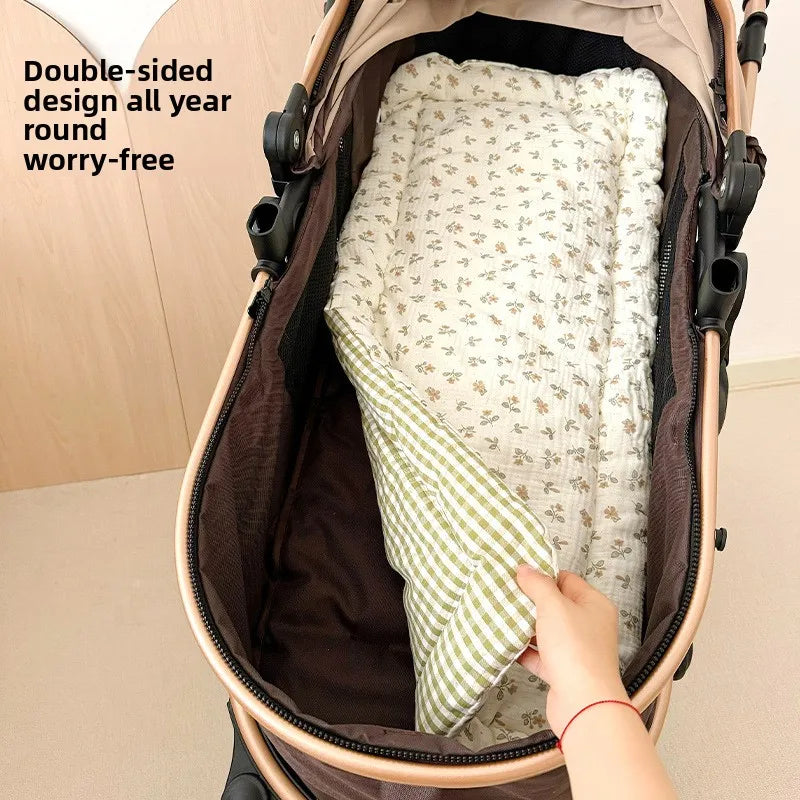 Universal Baby Stroller Mat Double Side Cooling Seat Cushion Soft Ramie Cotton Gauze Summer Cart Mat Stroller Accessories