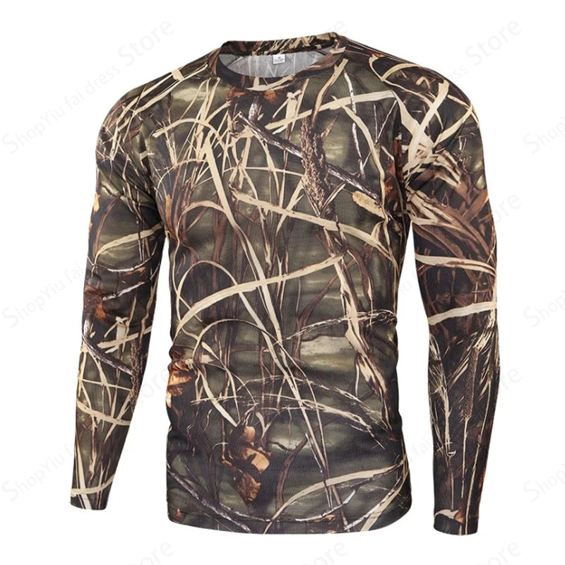 2025 Men's Camouflage 3D Printed Pattern Long Sleeve T-shirt Fashion Breathable Top Men's Outdoor Camouflage Top Men's Clothing