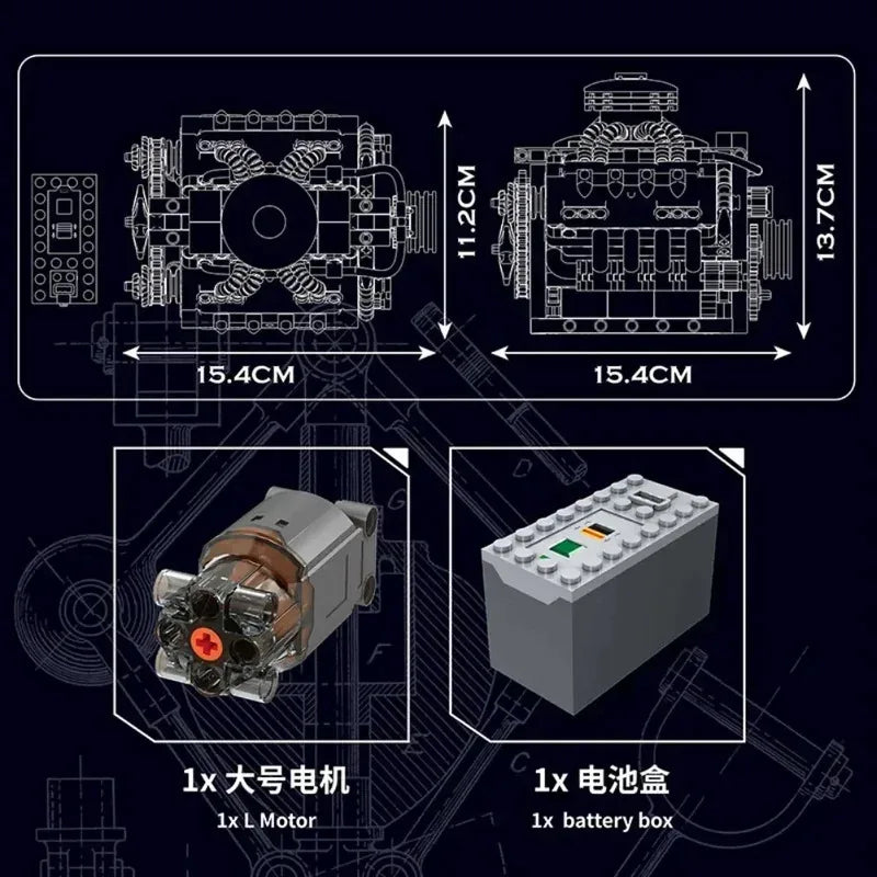 MOULD KING 10171 Technical Motorized LSX454 V8 Engine Building Block Toys Educational Car Bricks Children MOC Toys Gift For Kids