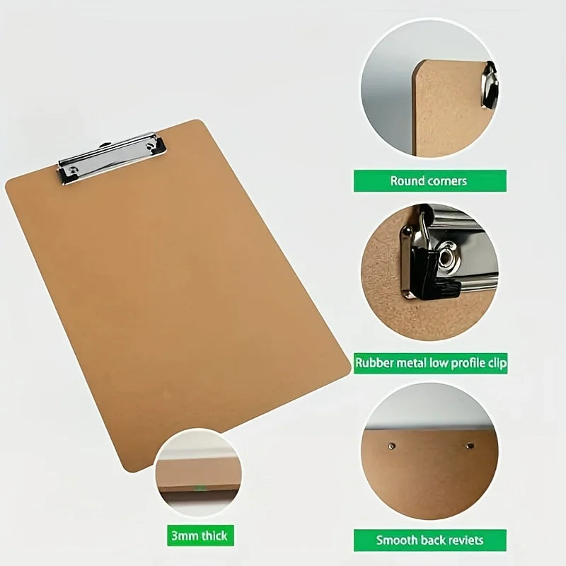A4 Clip Board Wooden Writing Pad Folder Paper Office Supplies Organizer Clipboard Storage Box Document Pad Paper Holder