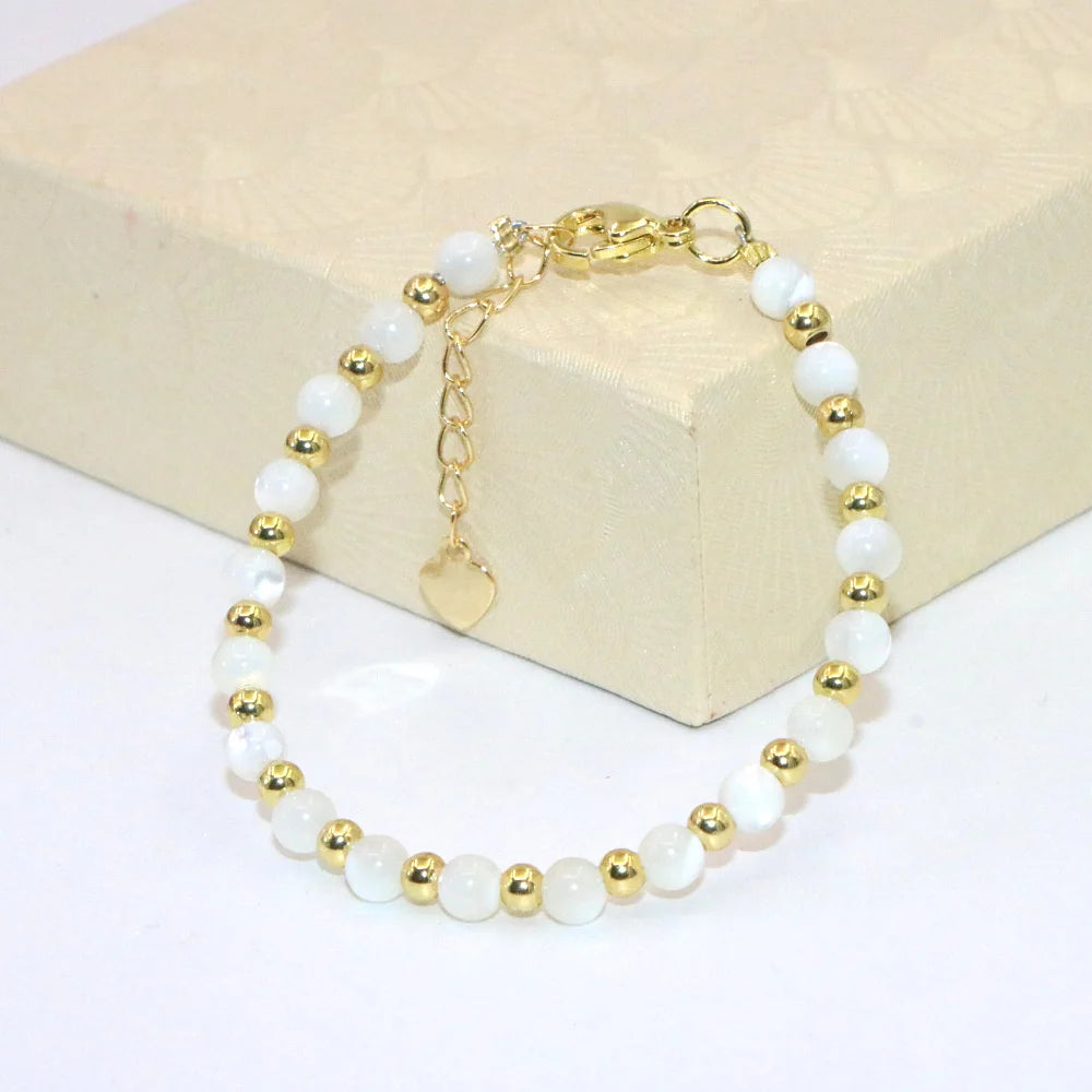 Lovely Baby Baptism Bracelet Natural Stone Crystal Lobster Clasp Parts Yoga Christmas Wedding Girls Gift Jewelry Charm Fashion