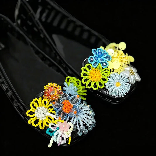 Crystal Handcrafted Beaded Jelly Shoes Shoes Buckles Sandals Decorative DIY Accessory Shoe Flower Slippers Jewelry Accessories