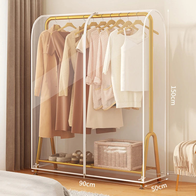 Floor Clothes Hanger Dust Cover Bedroom Drying Rack Dust Cover Cloth Translucent Coat Suit Storage Bag Dormitory Supplies
