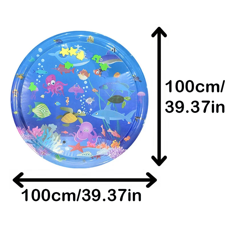 65/100cm Circle Inflatable Baby Water Play Mat Infant Toddler Kid Tummy Time Water Pad Cushion Early Educate Develop Activity