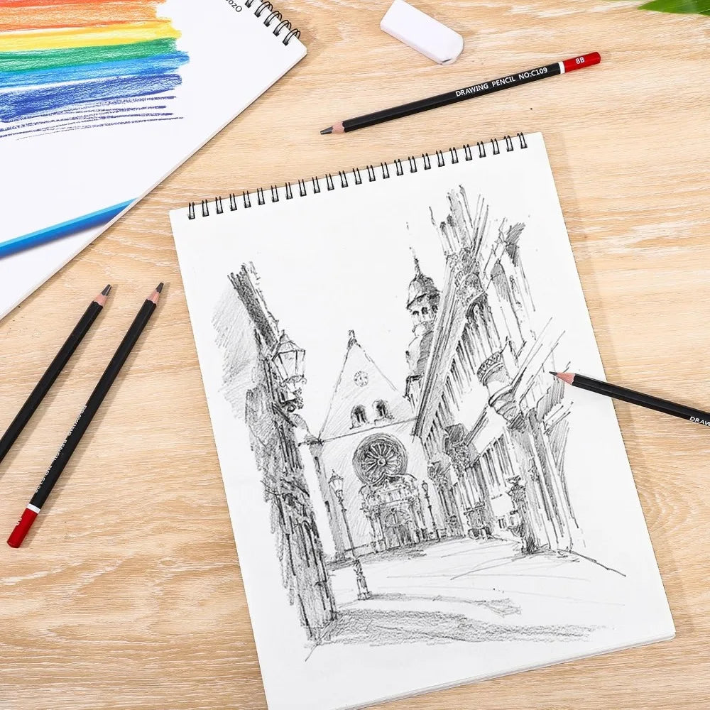 4 Pack Sketch Book, 9x12 Inch Spiral Bound Sketchpad, 68lb 100gsm Acid Free Drawing Paper for Kids Adults Beginners Artists, 30 Sheets Each