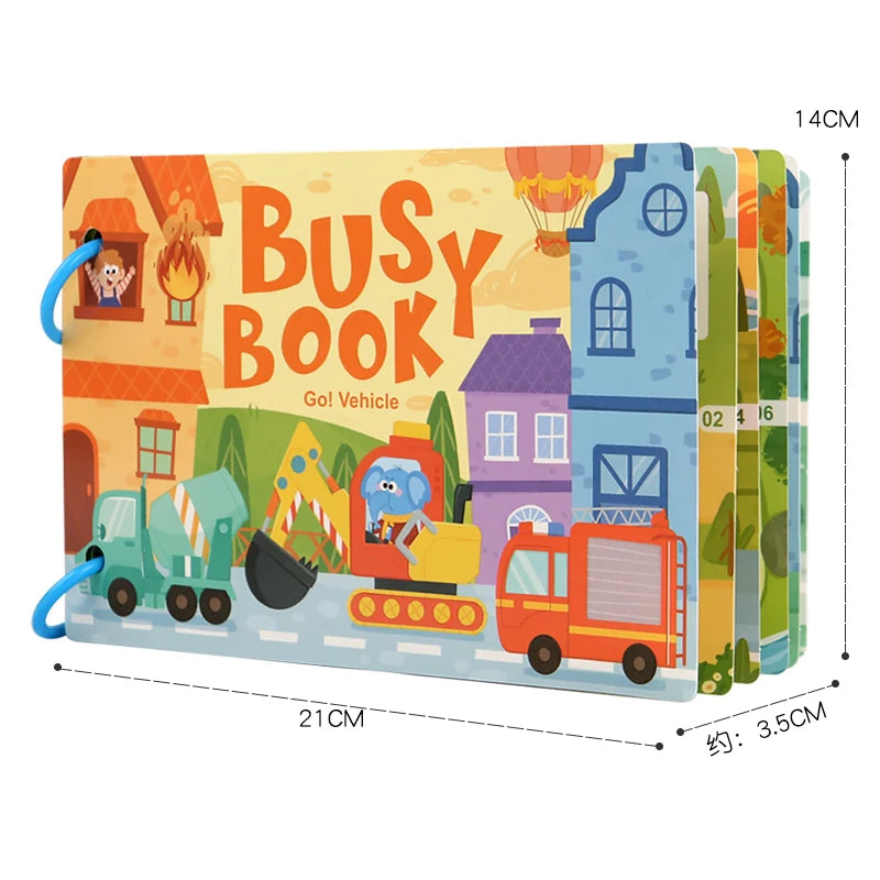 Montessori Quiet Book for Kids - Puzzle Word Recognition Early Education Enlightenment Stickers Toy Book for Children's Learning