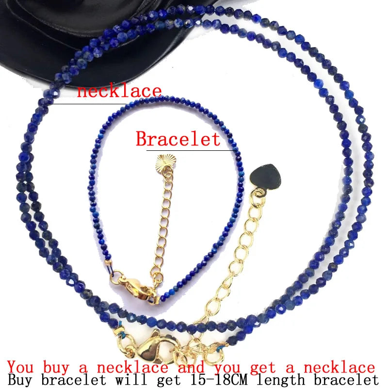 HOT Natural Stone 2mm Faceted Beads Necklace Crystal quartz Garnet agate Beaded Chains Fashion Simple Men Women Jewelry Gifts