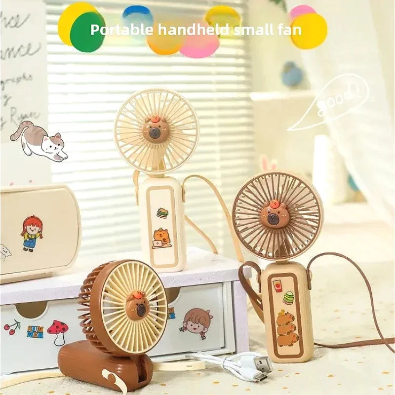 Capibala Powerful Mini Handheld Fan - 3-Speed Portable USB Fan, High Wind Cooling for Summer, Rechargeable & Compact