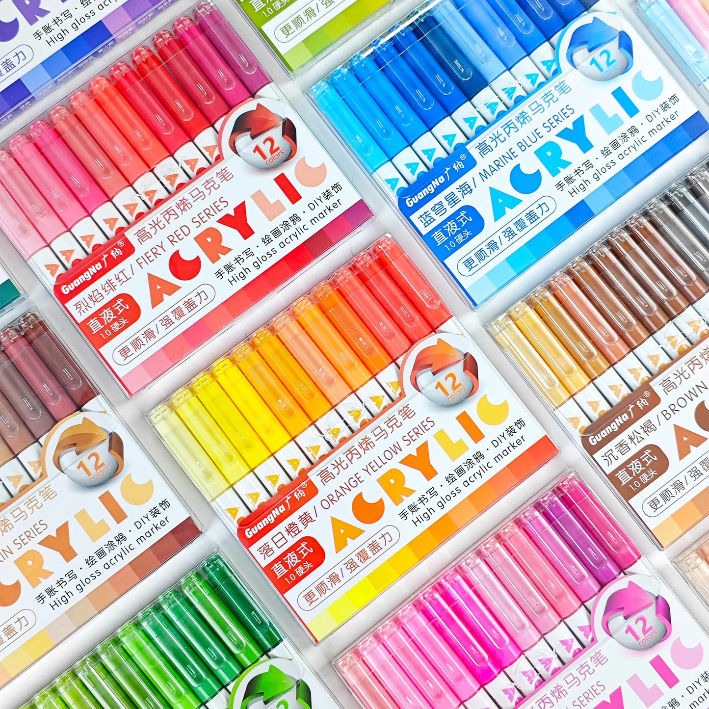 168/12 Colors High Gloss Acrylic Markers Set Premium Acrylic Pens for Wood,Ceramic, DIY Crafts Making Art Supplies Drawing
