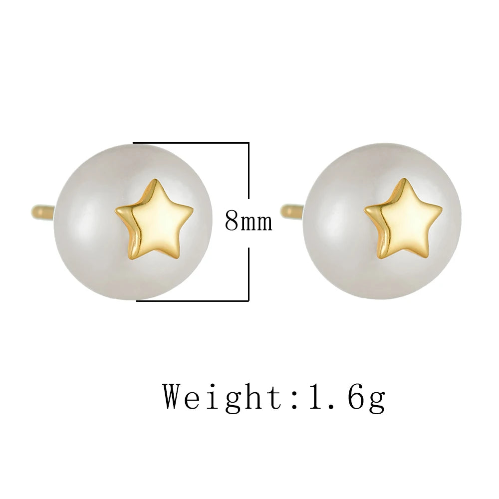 S925 Sterling Silver Star & Natural Pearl Earrings for Women French Vintage Luxury Versatile Ear Jewelry