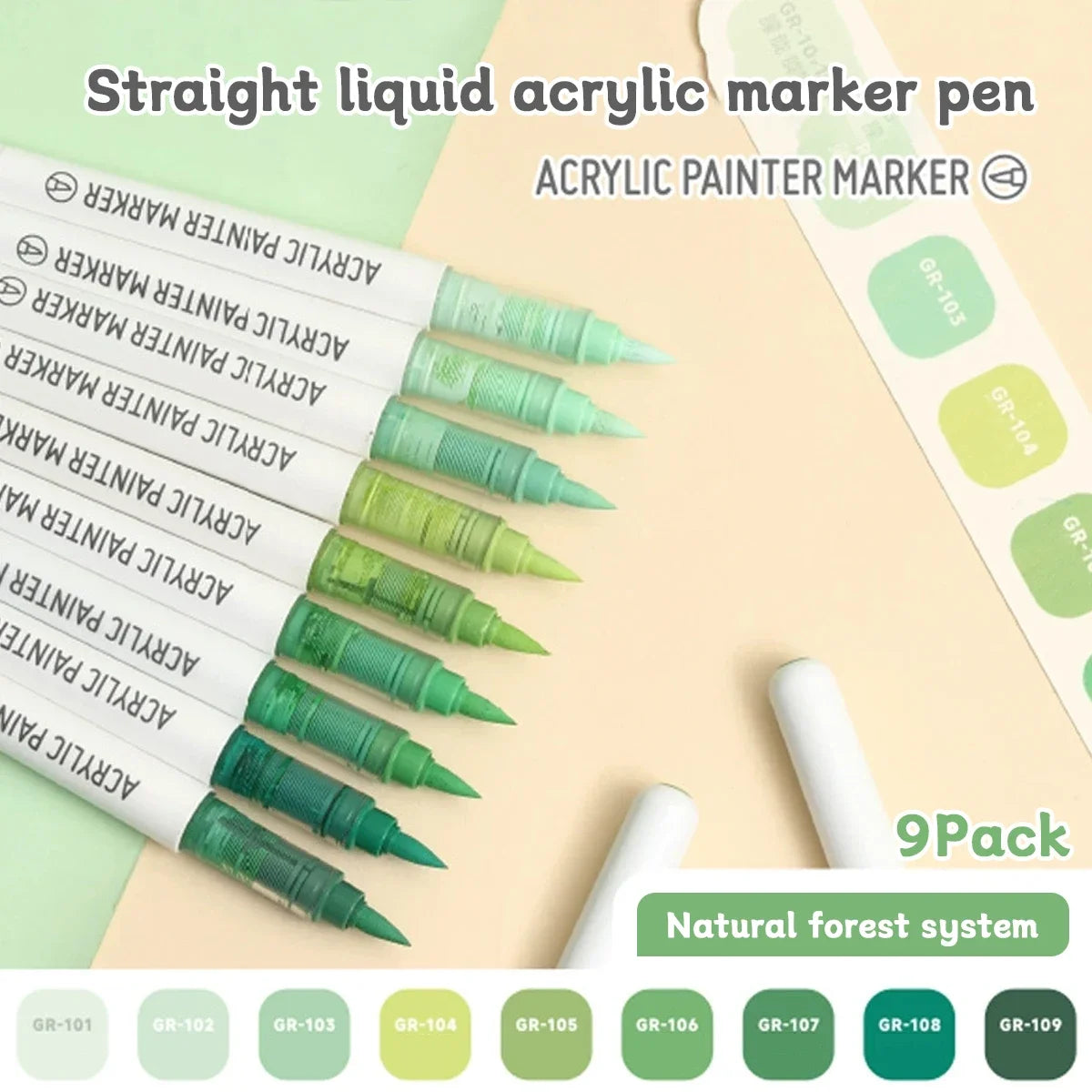 9pcs/Box MIX Color Acrylic Markers Set Kids Gift Art Rock Painting Pens Graffiti For Stone Glass Book Shoes DIY Craft Supplies