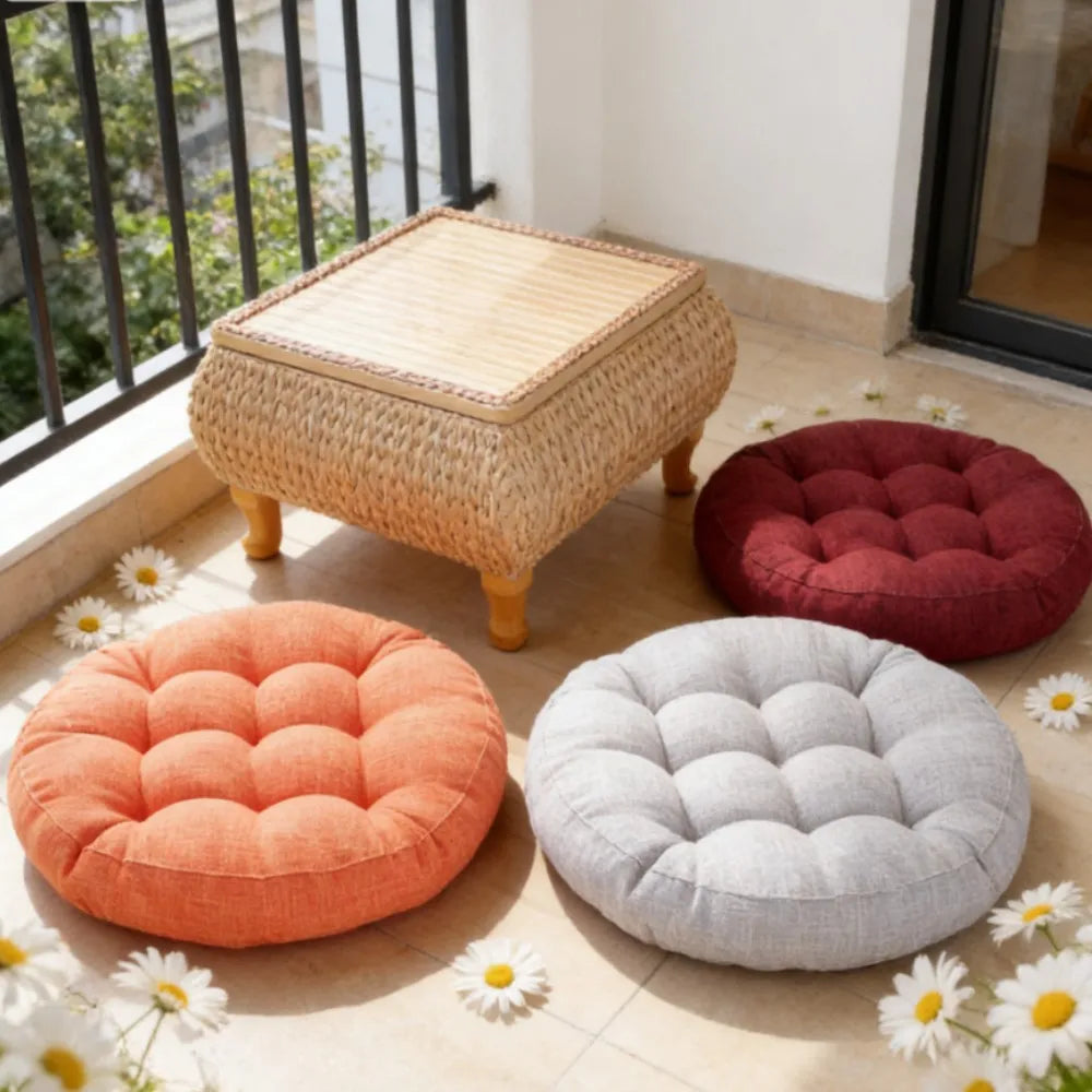 Spring Summer Large Floor Seat Cushion Thickened Tatami Chair Seat Pillow Pad Tufted Round Big Pillows Chair Pad Ottoman Poufs