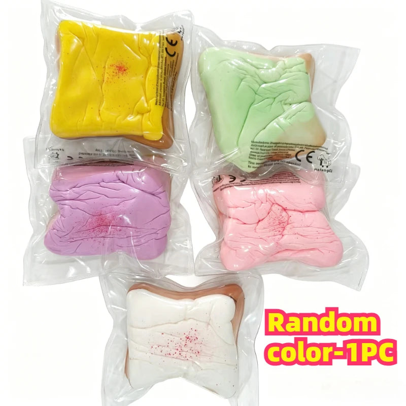(HefengCL)Colorful Toast PU Squishy Toys, Soft Slow‑Rebound Stress‑Relief Toys, Random Colors, Ideal Party Favors Holiday Gifts