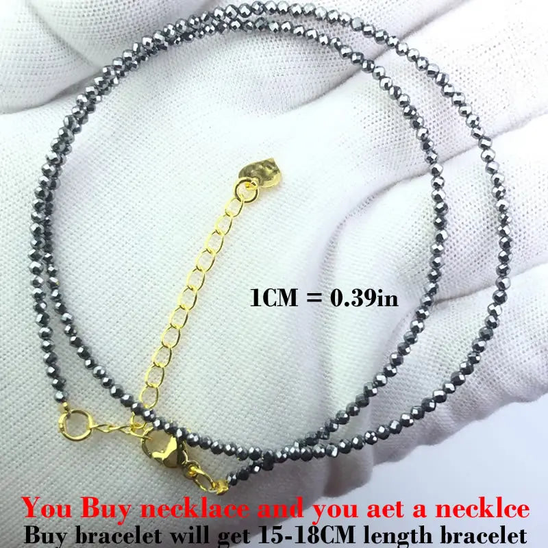 HOT Natural Stone 2mm Faceted Beads Necklace Crystal quartz Garnet agate Beaded Chains Fashion Simple Men Women Jewelry Gifts