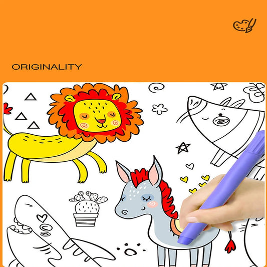 Large Sized Colored Drawing Paper, Graffiti Scroll, Dinosaur World, Transportation and Other Drawings, Used for Beginners and En