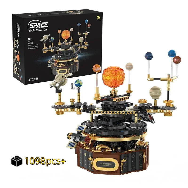 Space Planetarium Solar System Building Blocks, 1098pcs Technical STEM Electric Manual Science Model, MOC Light, Gift Box