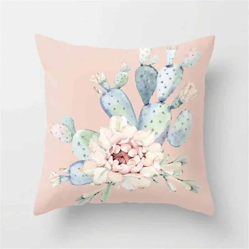 Cactus Flower Pattern Summer Decorative Cushions Pillowcase Polyester Cushion Cover Throw Pillow Sofa Decoration Pillowcover