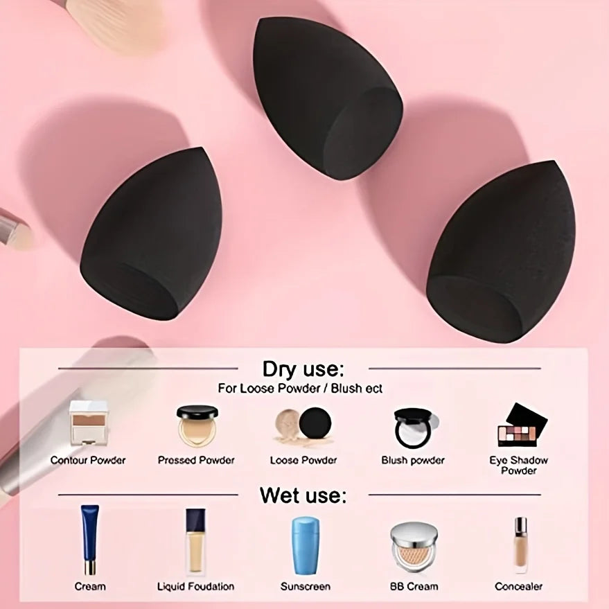 3PCS Makeup Eggs, Makeup Puffs Makeup Sponge Cushion Foundation Powder Sponge Beauty Tool Women Make Up Makeup Sponge Blender