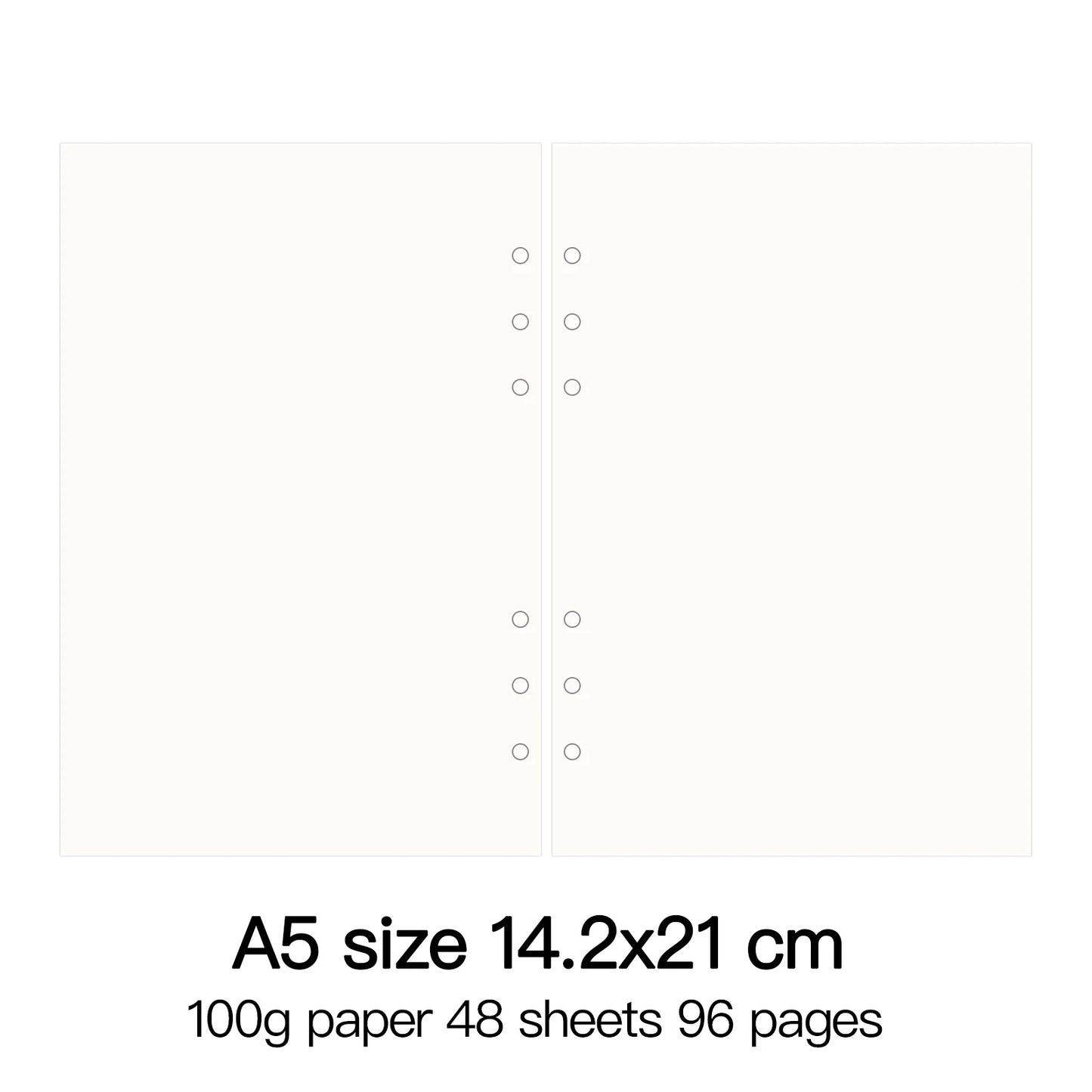 High Quality Ring Binder Notebook A5 Personal A6 A7 A8 Size Insert Refills Loose Leaf Spiral Diary Planner Inner Core 100g Paper
