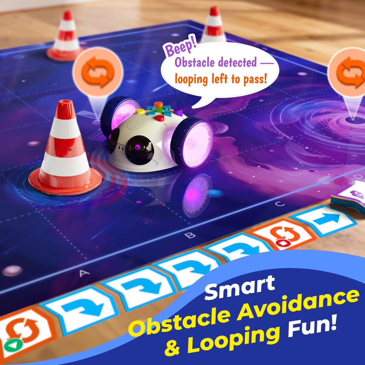 Apitor Mini Robot Wheels Coding Robot Toys Screen Free Remote Control Programming Kid Ages 5-8 STEM Educational Interactive Toys