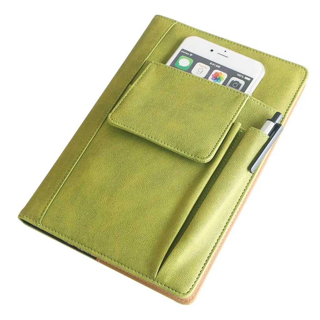 Storage Pocket Notebook Delicate Pu Cover Notebook Pen Loop Journal Rounded Corner A5 Notebook For Personal Use Gift Office Use