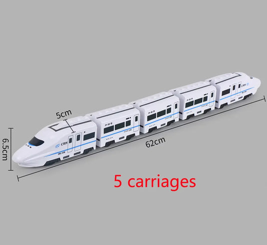 Kids DIY Simulation High Speed Railway Train Toy Car Electric Sound Light Model Train Educational Toys for Boys Girls Gift