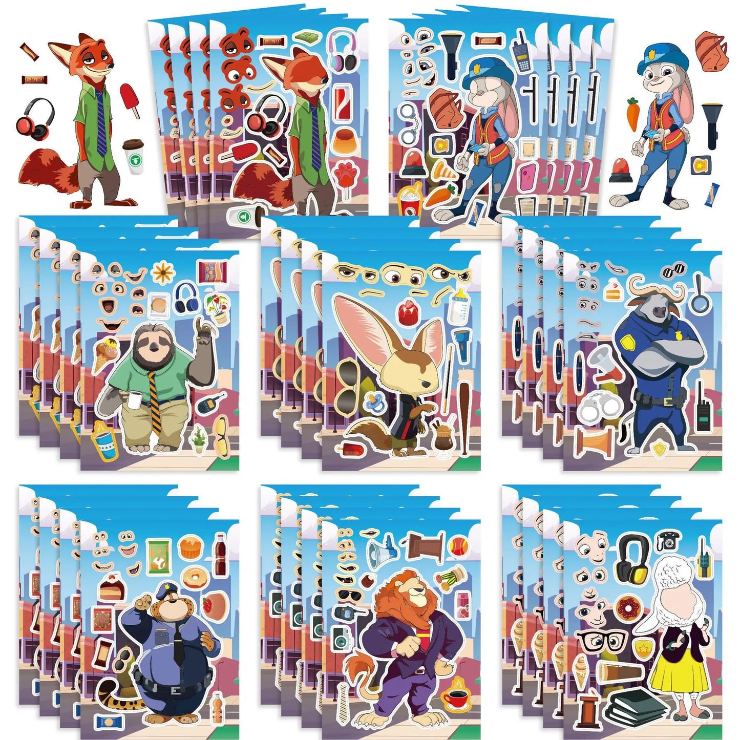 Zootopia Birthday Party Favor Kids Party Gift Favor Stamp Slap Bracelets Stickers Gifts Bag Keychains Paper Bags Baby Shower