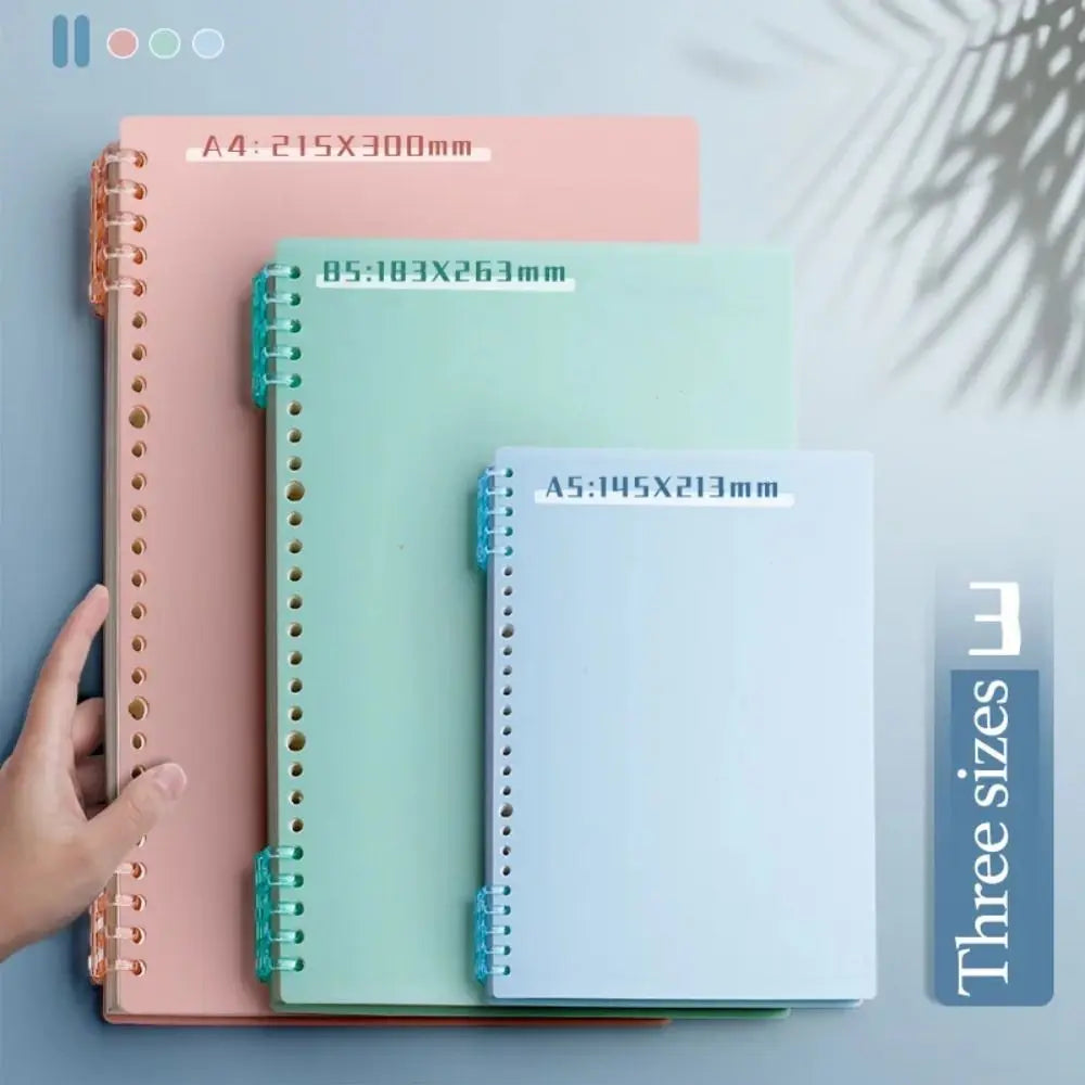 4Pcs PP Loose-leaf Book Cover A4 A5 B5 Transparent DIY Loose Leaf Notebook Colorful Binder Spiral Ring Office School Supplies