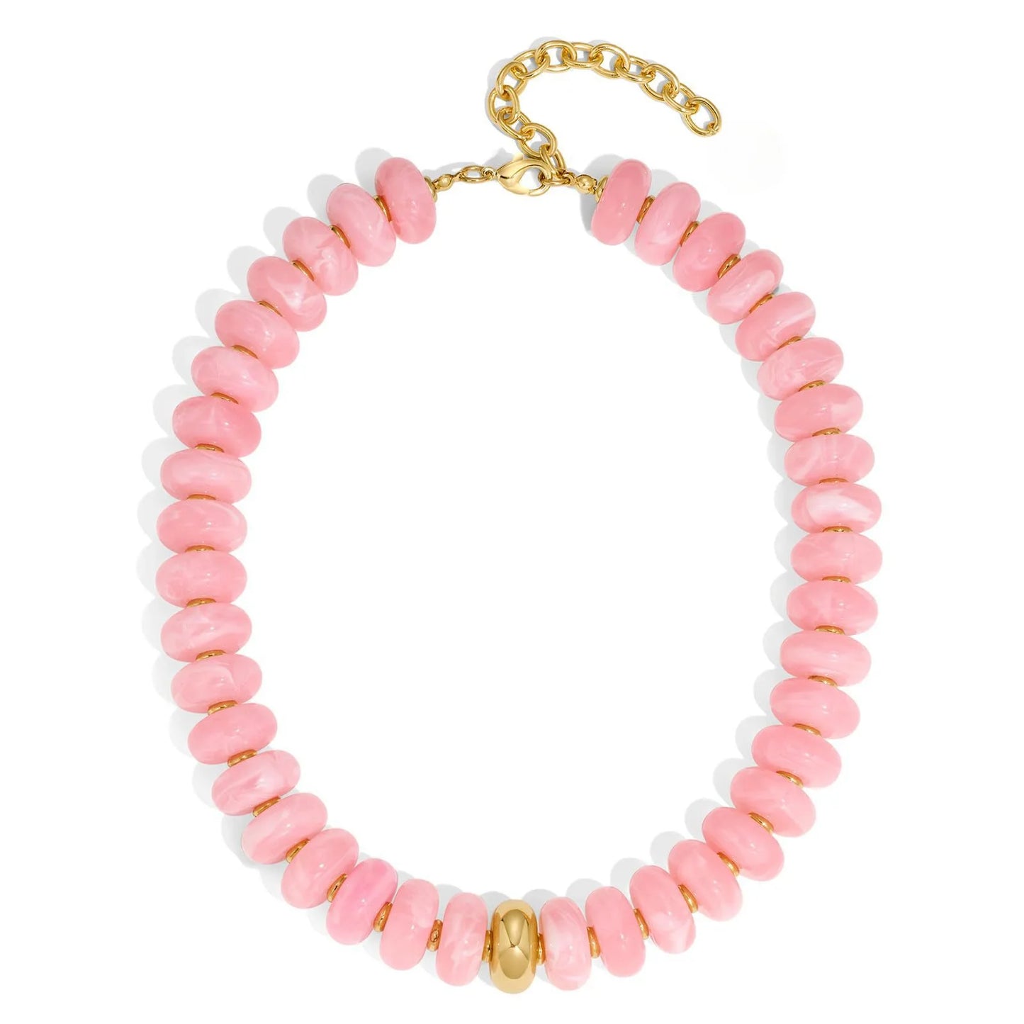 Chunky Colorful Beaded Choker Necklace Women Summer Trendy Round Resin Beads Chain Necklaces Statement Jewelry Gift for Vacation