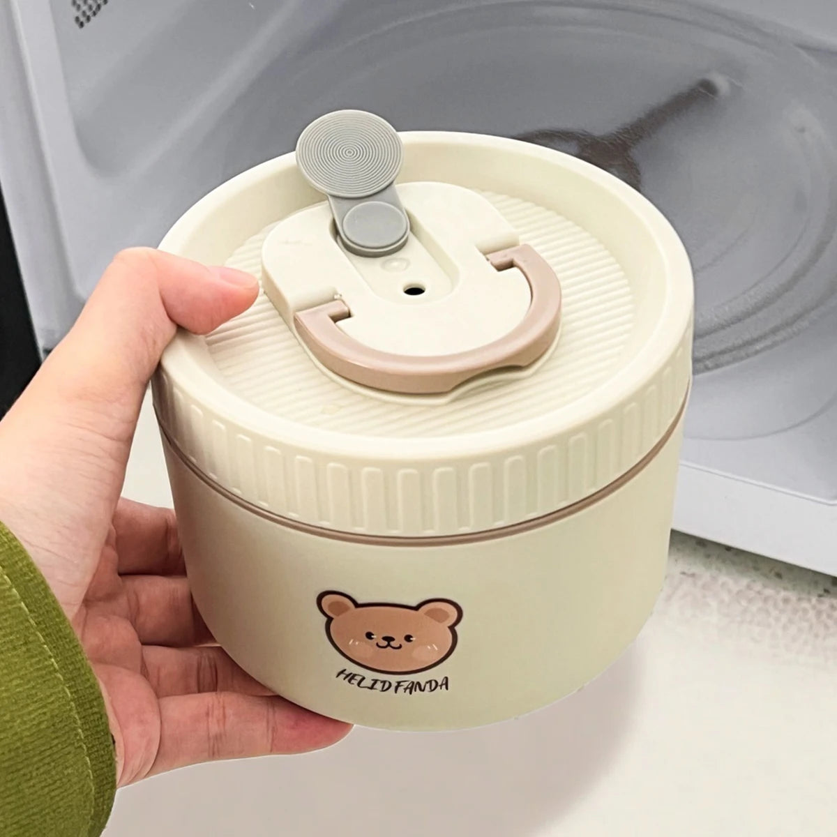 WORTHBUY Portable Cute Bear 304 Stainless Steel Insulated Bento Lunch Box Microwave Sealed Lunch Container For Kids  Students