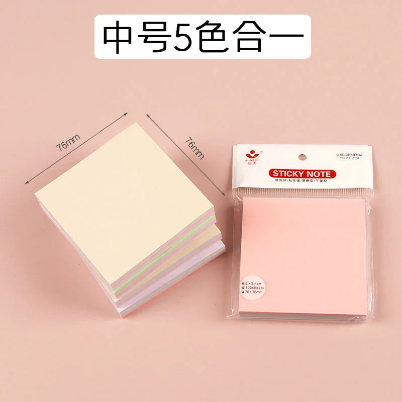 100 Sheets Full Stick Color Sticky Notes Pads Ins Style Memo Notepad Stationery for School Office Message Stickers Posted It