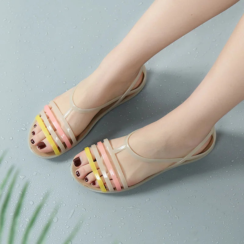 2022 Women Sandals Summer New EVA Casual Mixed Candy Colors Soft Slip on Beach Jelly Shoes Woman Flat Sandals Shoes for Women