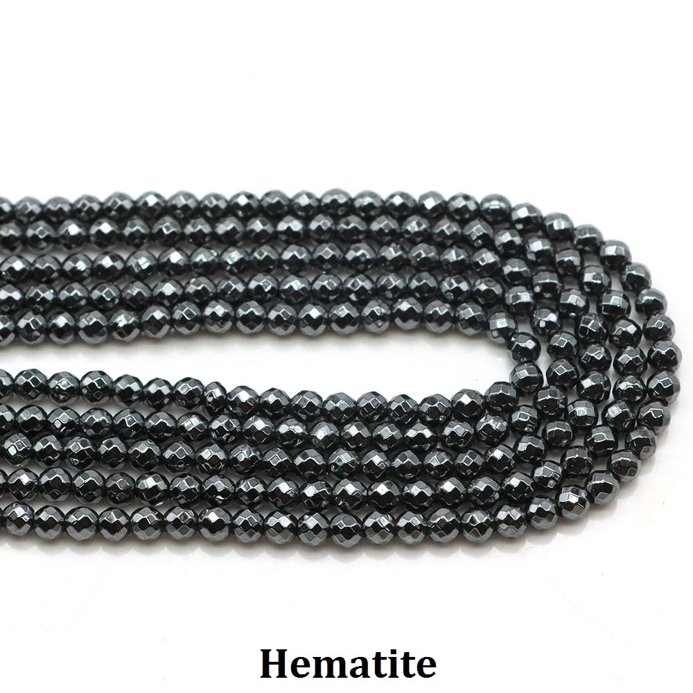 2 3mm Natural Faceted Amethyst Garnet Tourmaline Gem Stone Beads Round Mineral Bead for Jewelry Making DIY Bracelet Accessories
