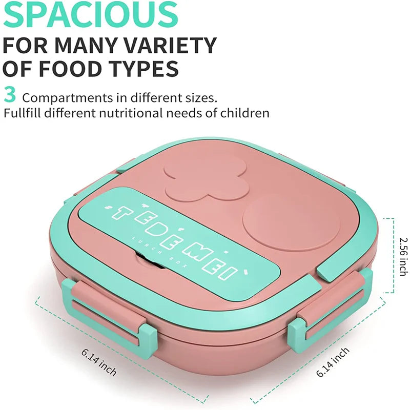 500ML Stainless Steel Bento Box Insulated Lunch Box For Kids Toddler Girls Metal Portion Sections Leakproof Lunch Container Box