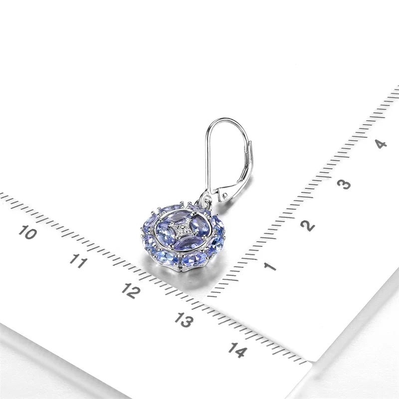 Natural Tanzanite Sterling Silver S925 Women Drop Earring 2.3 Carats Genuine Gemstone Classic Exquisite Style Fine Jewelrys