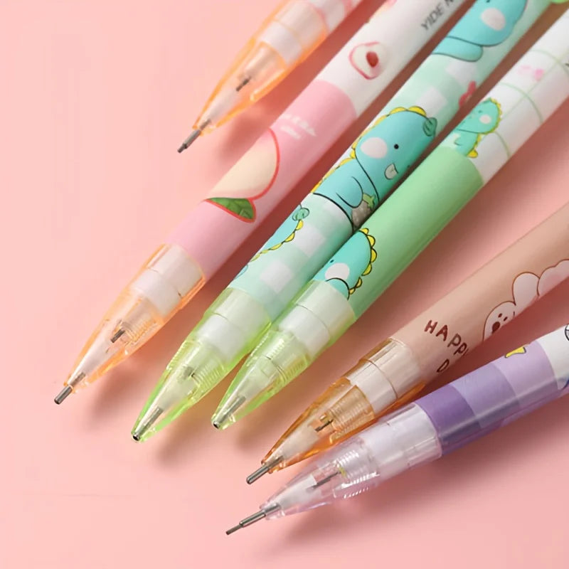 12 Mechanical Pencils with Printed Patterns, 6.89 Inches Long, Come with an Eraser, Easy to Erase Writing, Suitable for Office, Drawing, Note-Taking, Office Supplies, School Supplies, Stationery Sets, Back-To-School Season