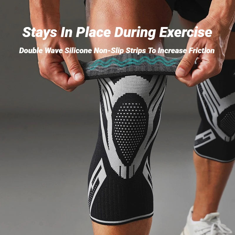 1Pcs Compression Knee Support Sleeve Elastic Breathable Pads Brace Springs Gym Sports Protector Basketball Volleyball Run