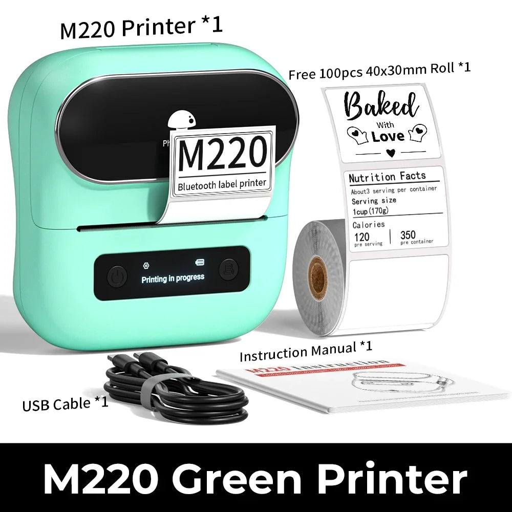 Zodzi M220 Label Printer 75mm Thermal Label Maker for Barcode Address Labeling Mailing File Folder Labels for Phone & PC