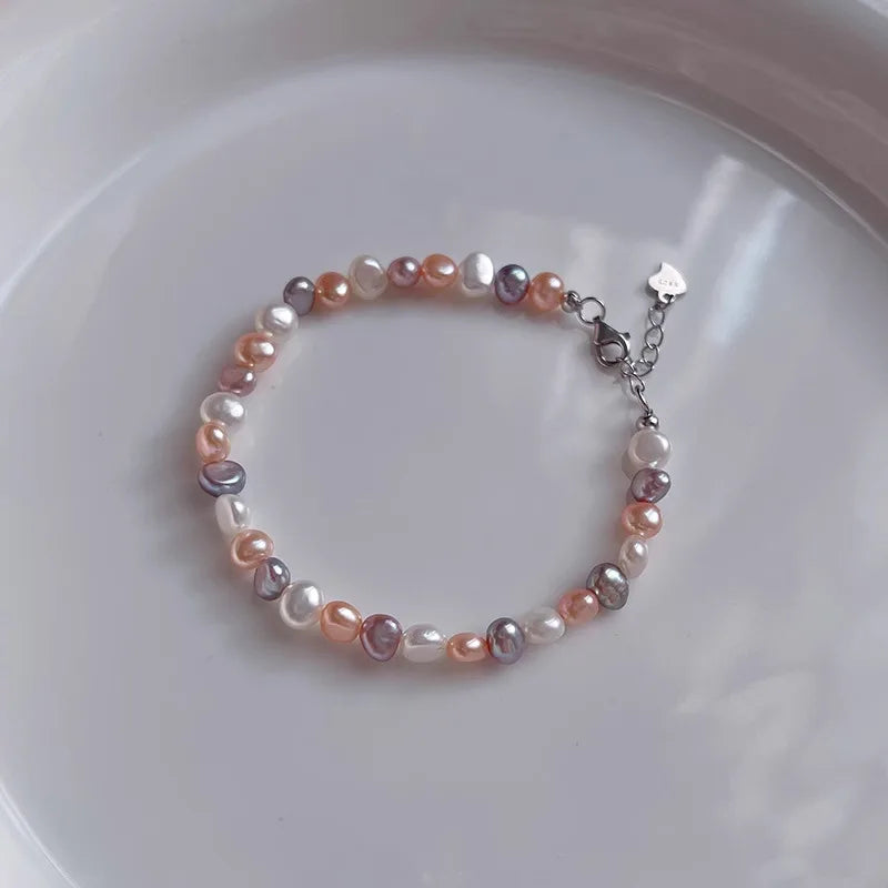 s925 silver candy color natural freshwater baroque pearl necklace accessories jewelry