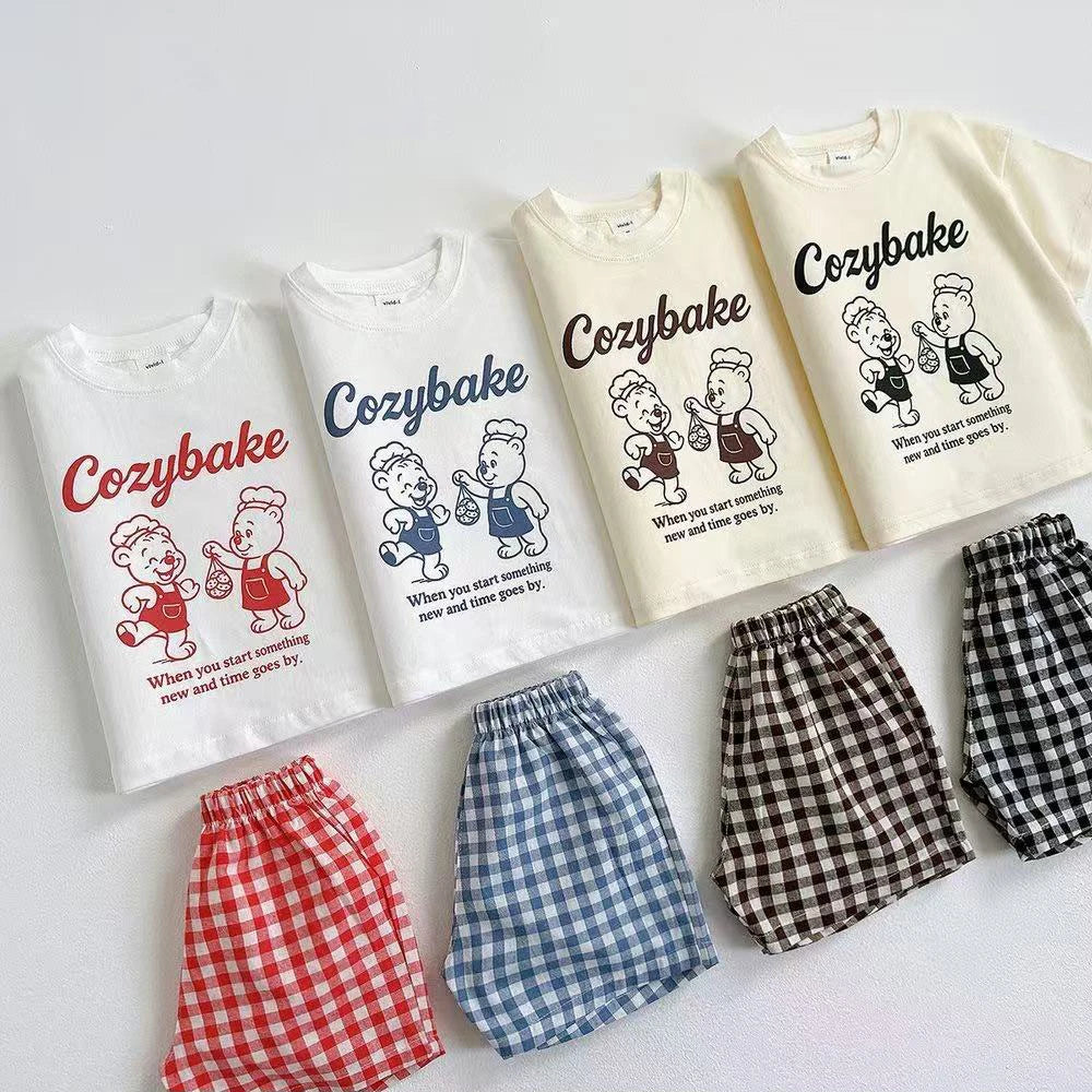 2025 New Summer Clothing Short Sleeve Suit Print Cartoon T-shirt + Shorts Kids Two Piece Set Children's Clothes Casual Tracksuit