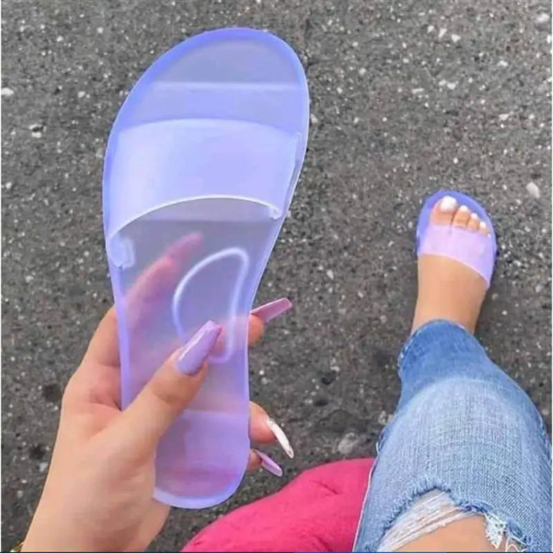 Large Size Women's Sandals  Independent Station WISH Crystal Jelly Slippers Casual Style Polyester Inner Material
